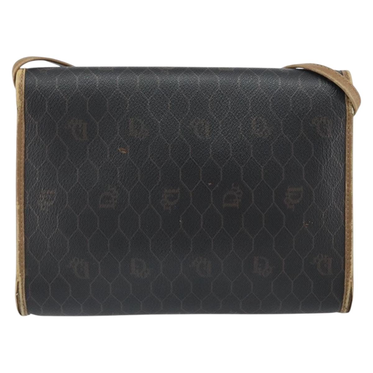 Christian Dior Honeycomb Canvas Shoulder Bag PVC Black Auth 162117