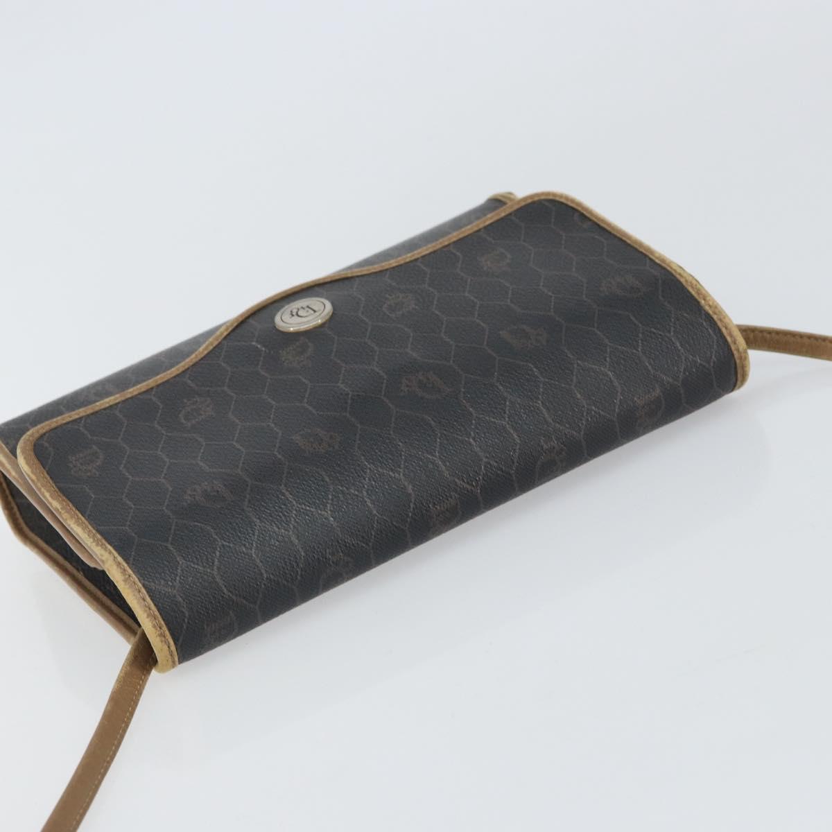 Christian Dior Honeycomb Canvas Shoulder Bag PVC Black Auth 162117