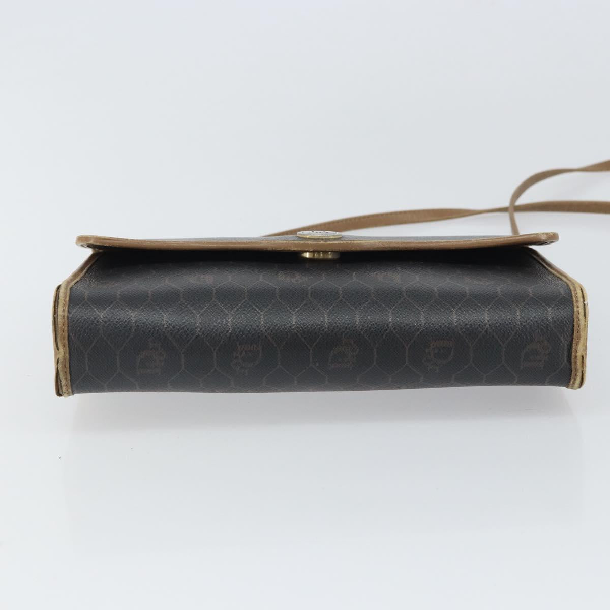 Christian Dior Honeycomb Canvas Shoulder Bag PVC Black Auth 162117