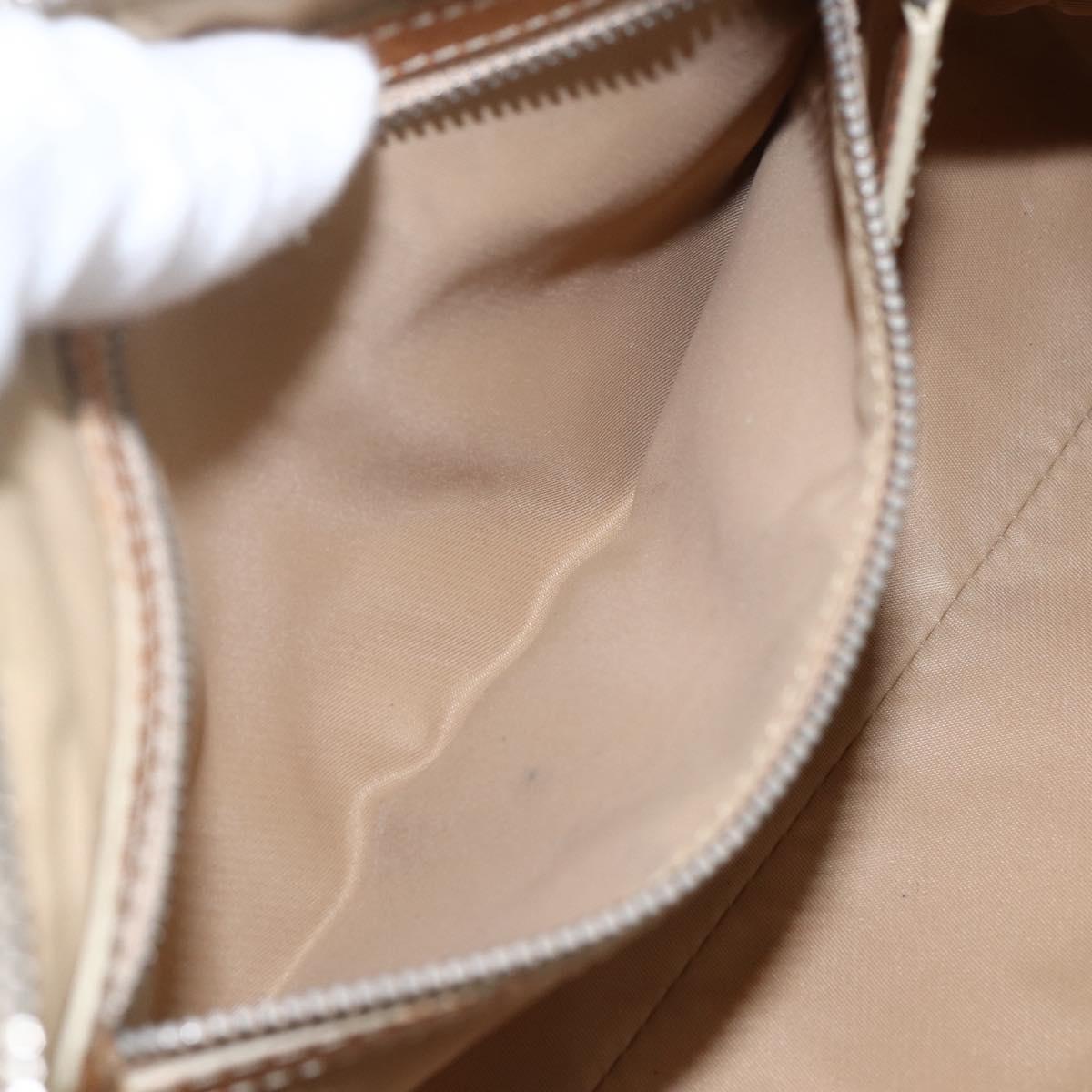 Christian Dior Trotter Canvas Shoulder Bag PVC Beige Silver Auth 162118