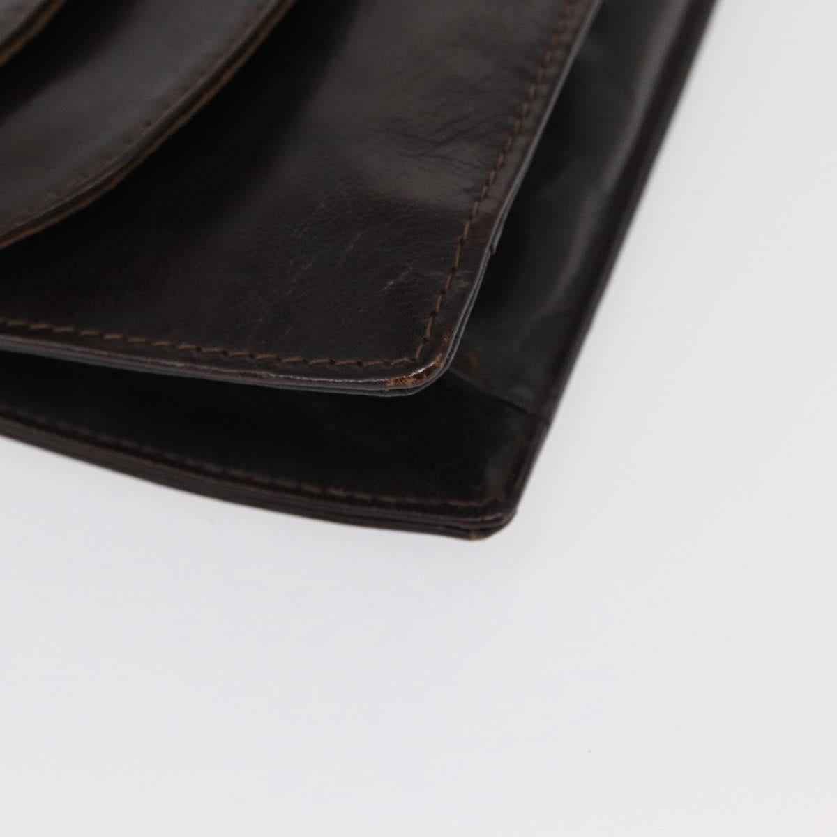 FENDI Shoulder Bag Leather Brown Gold Auth 162124