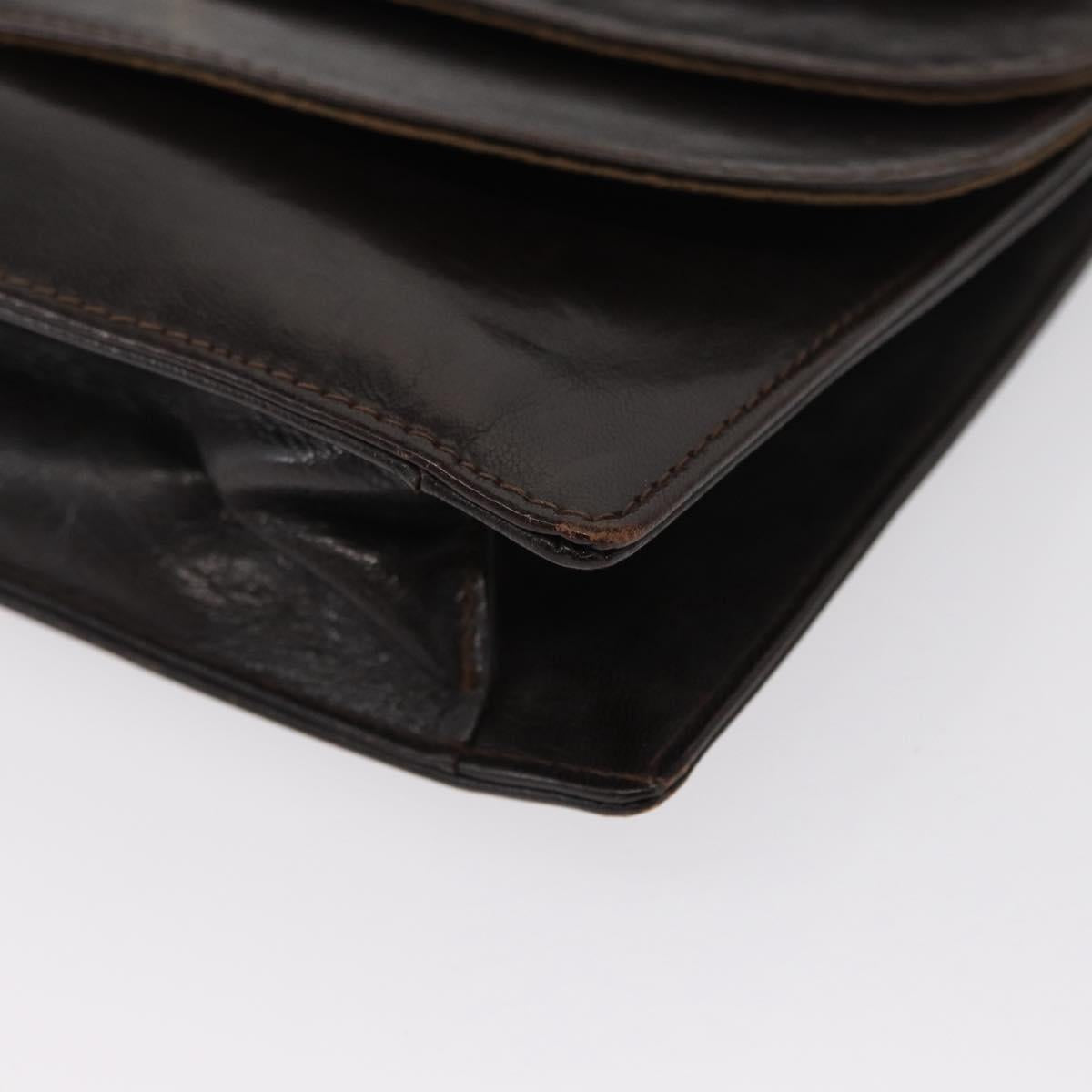 FENDI Shoulder Bag Leather Brown Gold Auth 162124