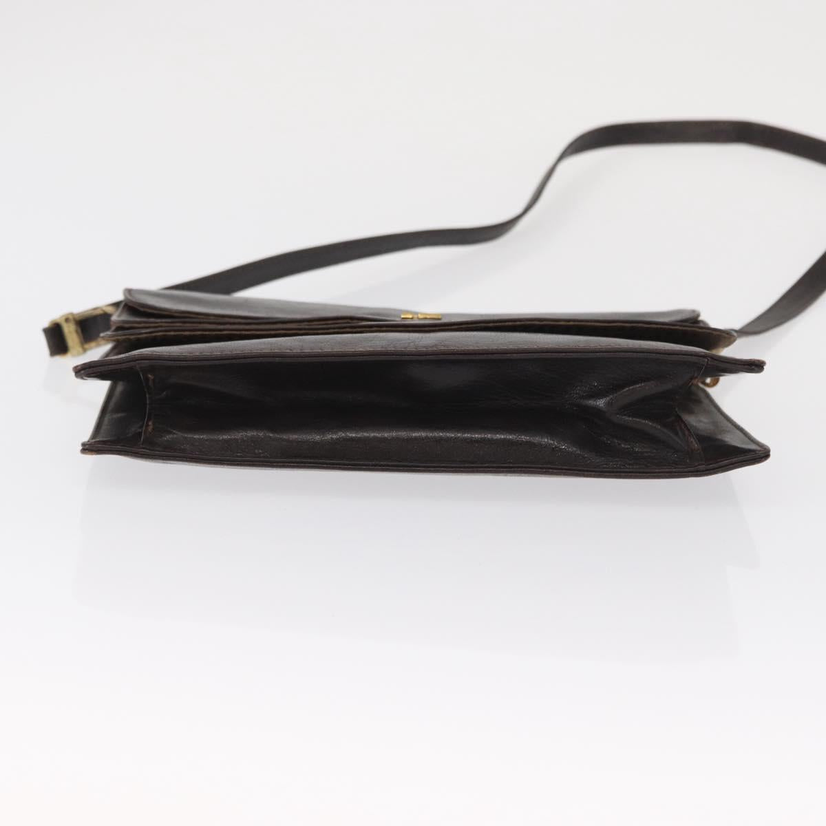 FENDI Shoulder Bag Leather Brown Gold Auth 162124