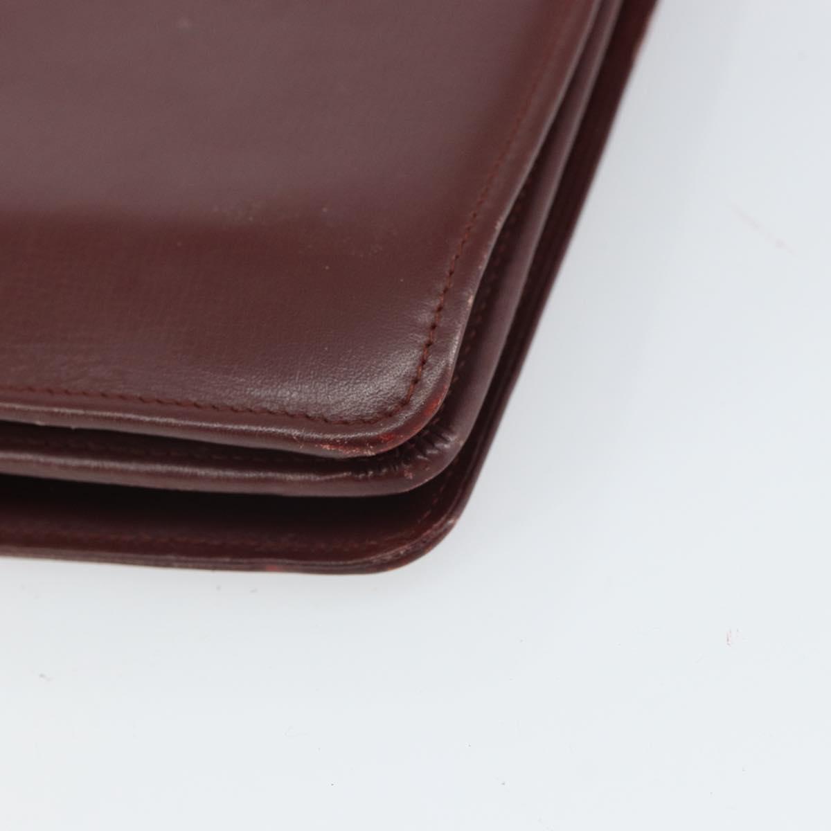 CARTIER Must Line Shoulder Bag Leather Bordeaux Gold Auth 162125