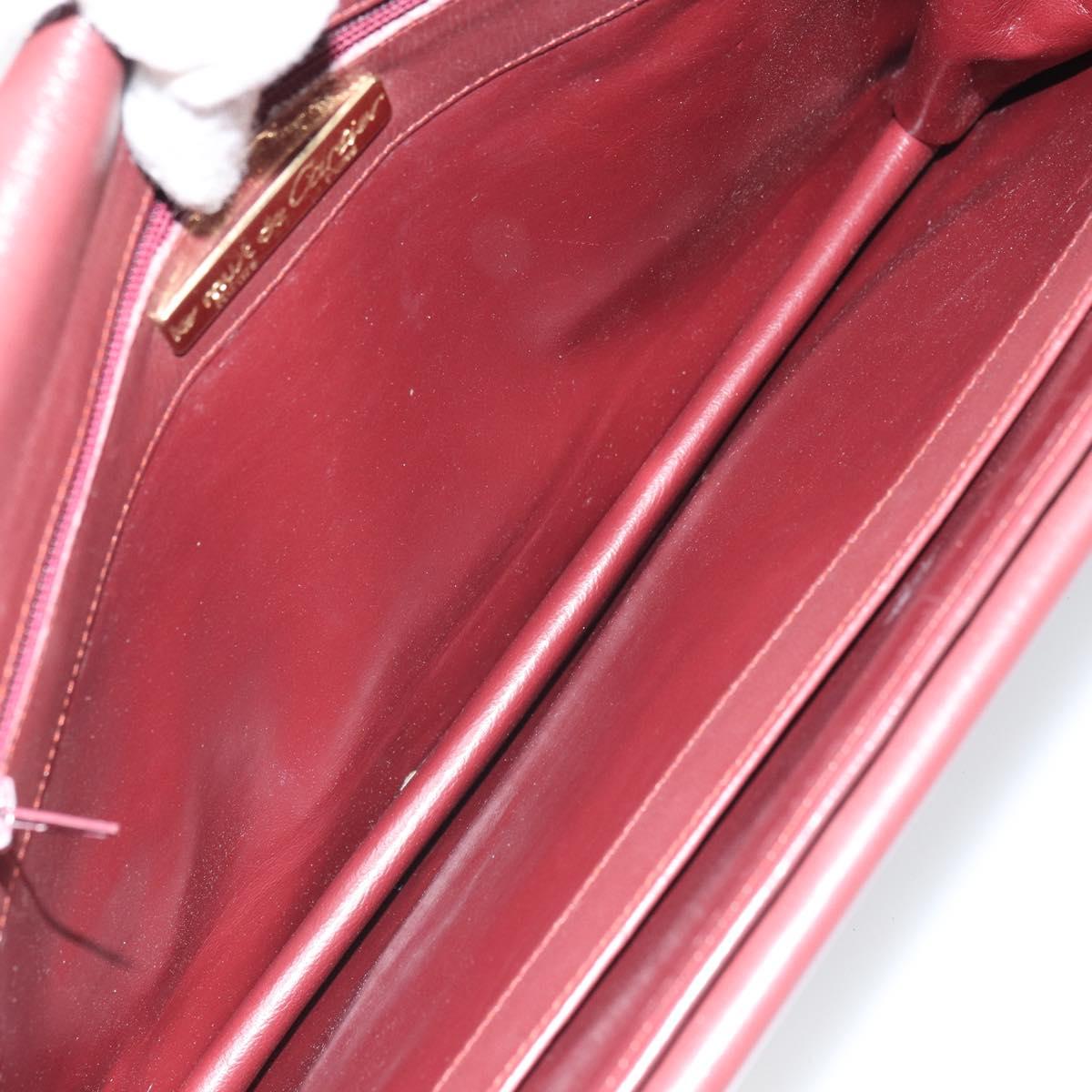 CARTIER Must Line Shoulder Bag Leather Bordeaux Gold Auth 162125