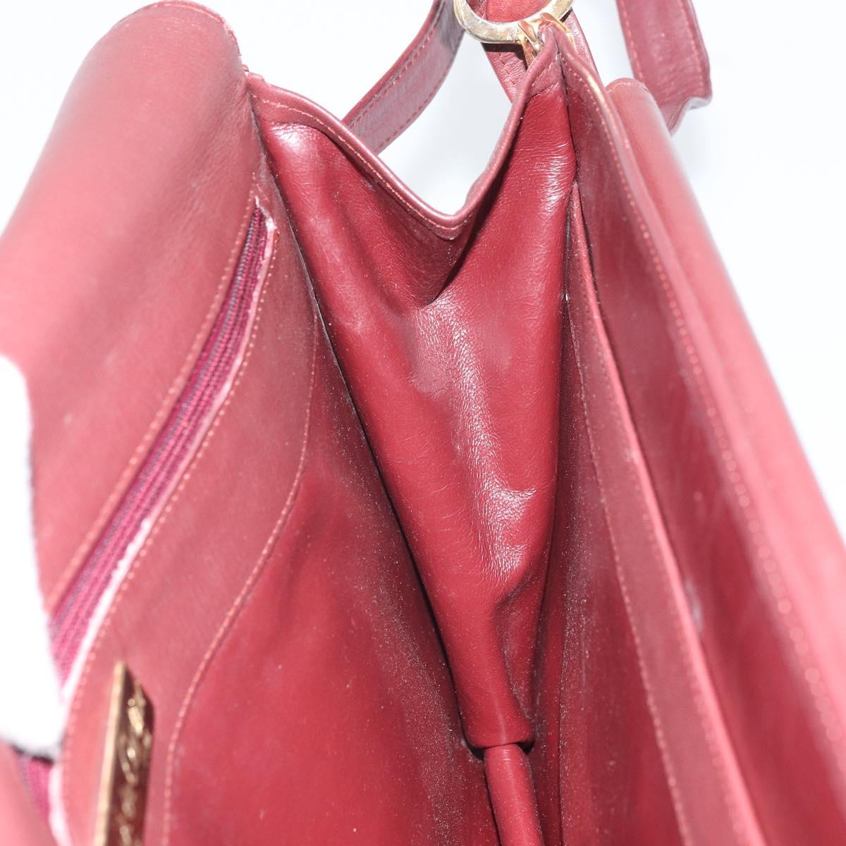 CARTIER Must Line Shoulder Bag Leather Bordeaux Gold Auth 162125