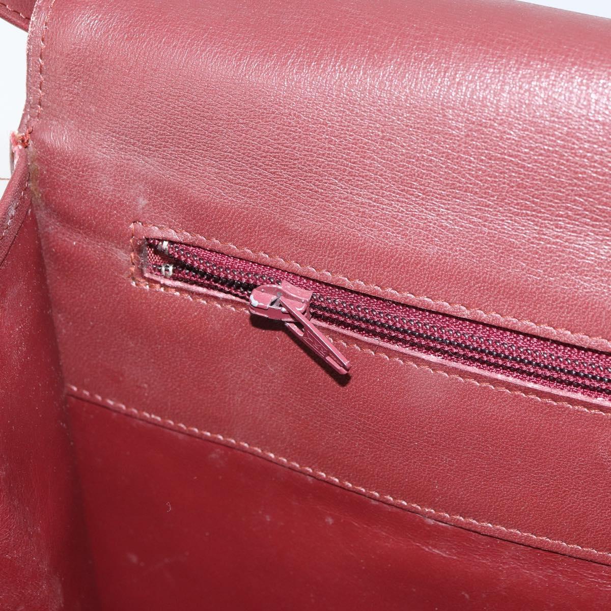 CARTIER Must Line Shoulder Bag Leather Bordeaux Gold Auth 162125
