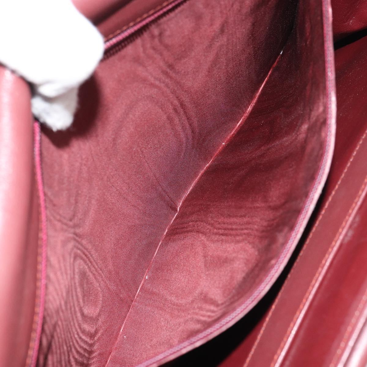 CARTIER Must Line Shoulder Bag Leather Bordeaux Gold Auth 162125