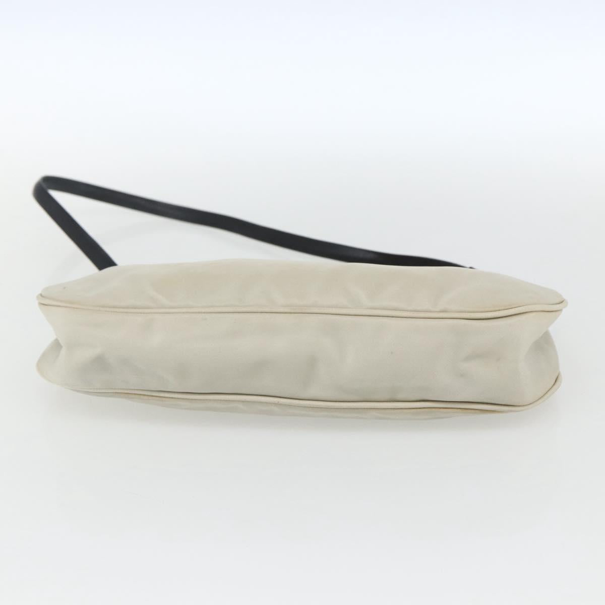 PRADA Shoulder Bag Nylon Beige Silver Auth 162128