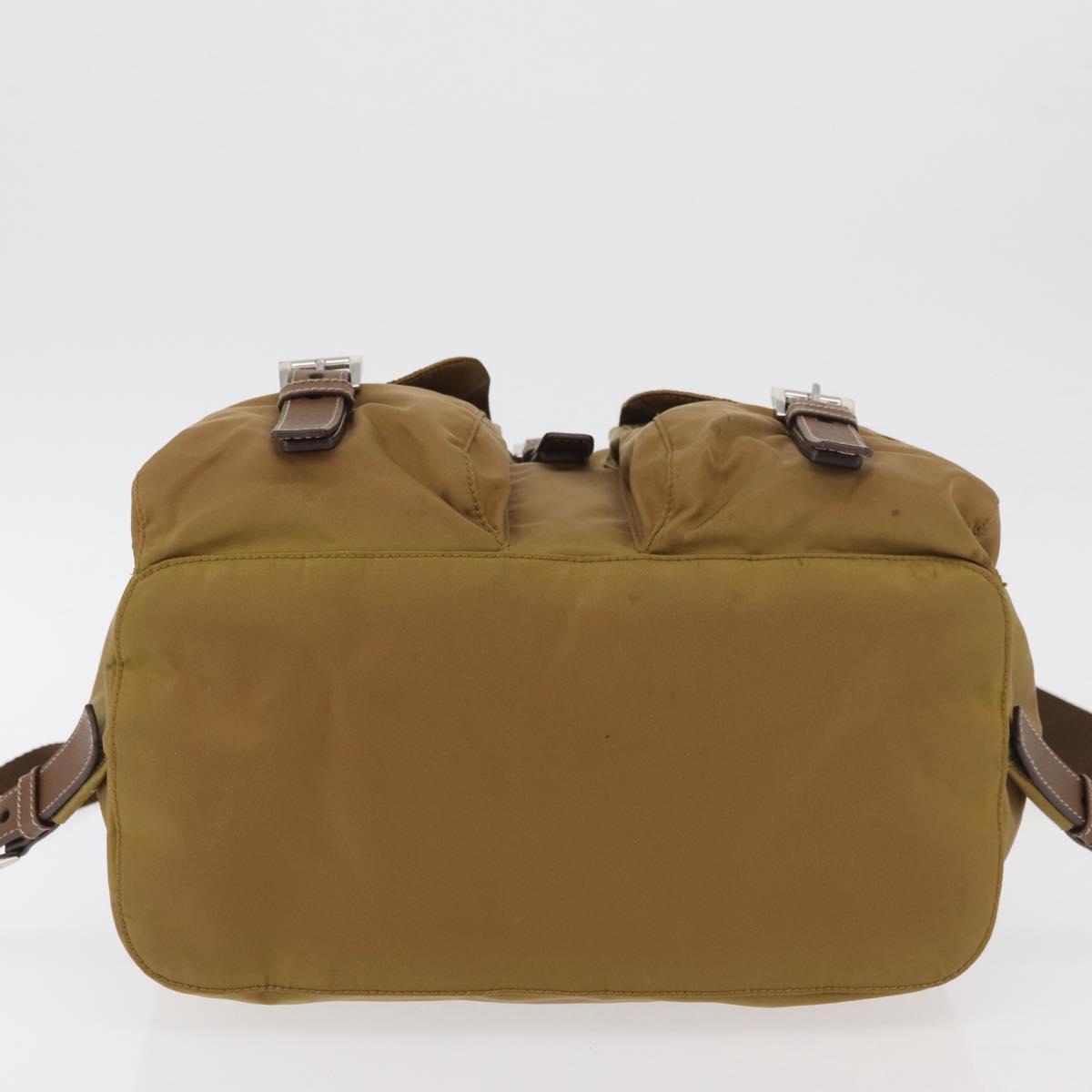 PRADA Backpack Nylon Beige Silver Auth 162129
