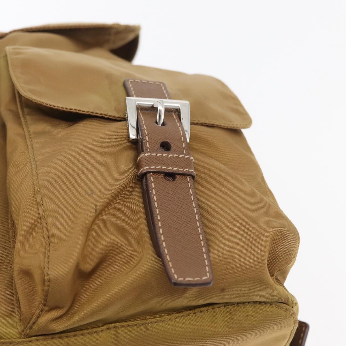 PRADA Backpack Nylon Beige Silver Auth 162129