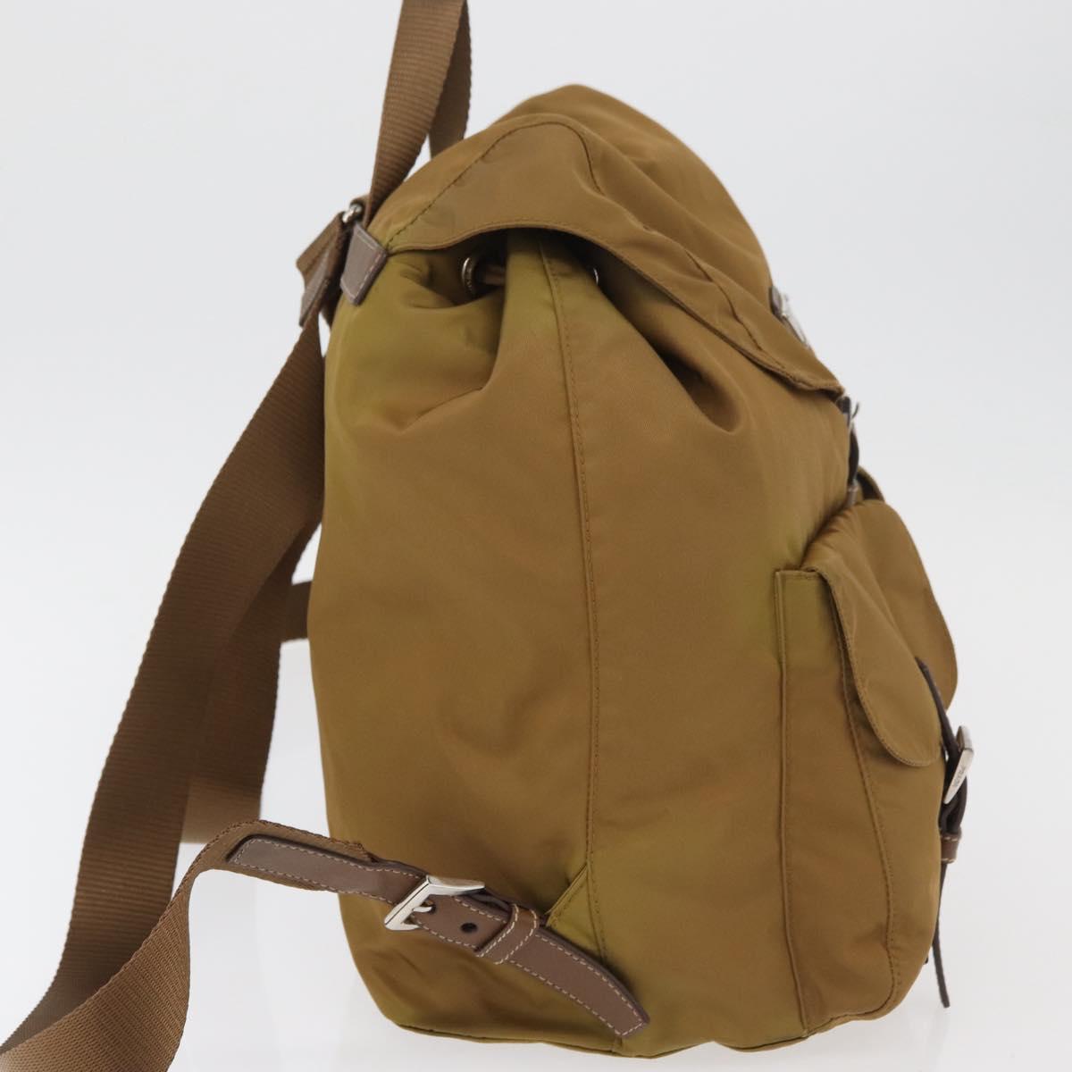 PRADA Backpack Nylon Beige Silver Auth 162129