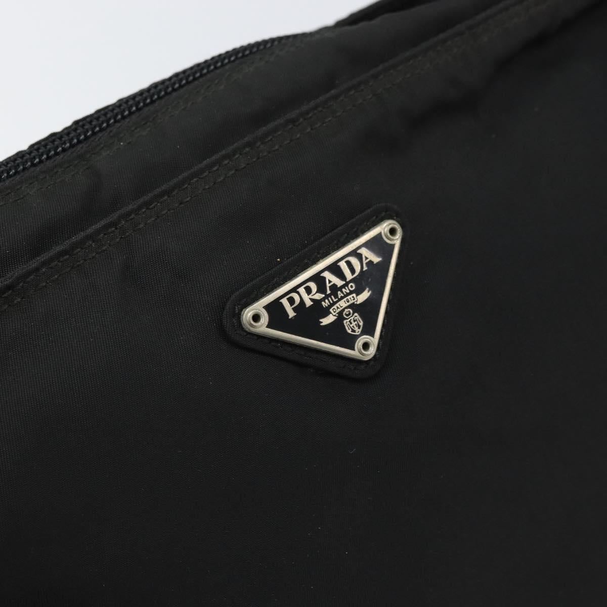 PRADA Shoulder Bag Nylon Black Silver Auth 162132