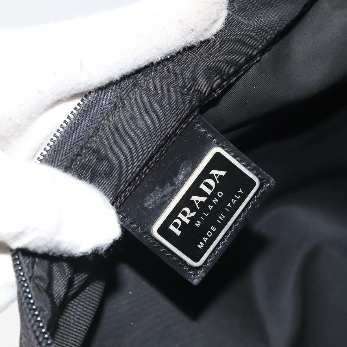PRADA Shoulder Bag Nylon Black Silver Auth 162132