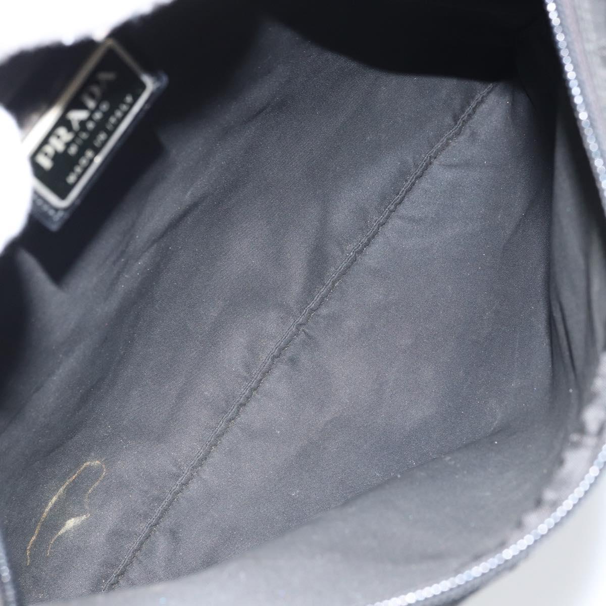 PRADA Shoulder Bag Nylon Black Silver Auth 162132