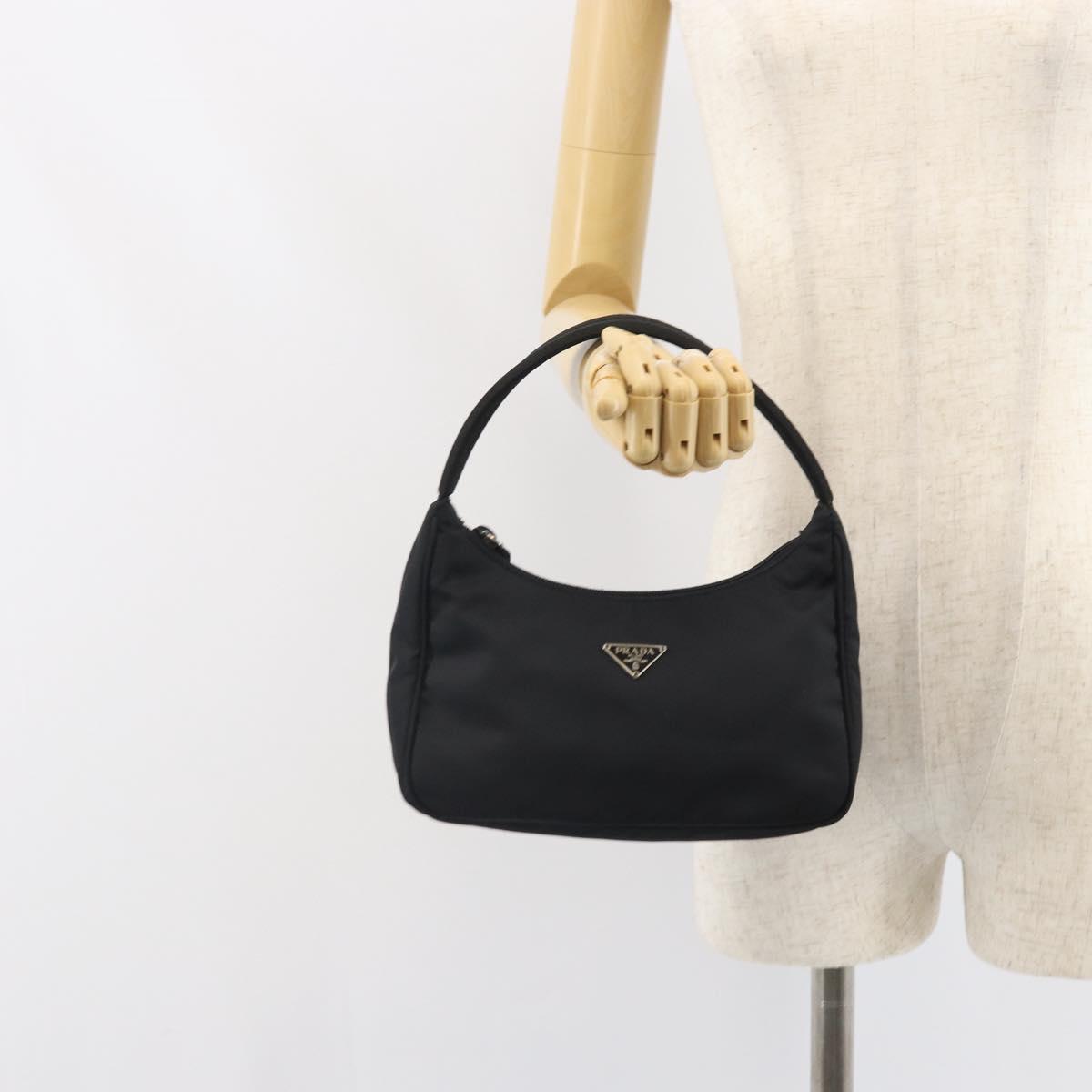 PRADA Hand Bag Nylon Black Auth 162139