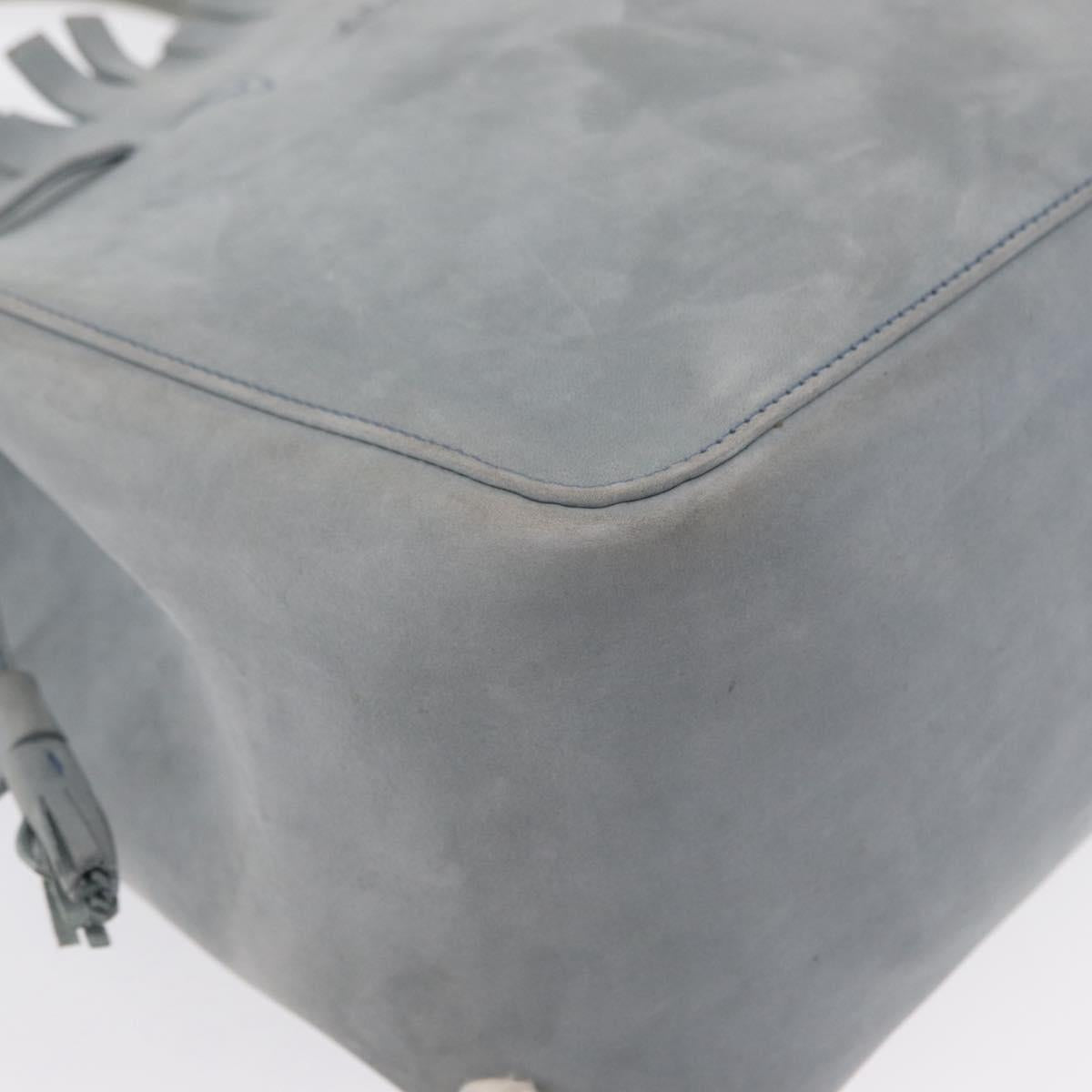 Salvatore Ferragamo Tote Bag Suede Blue Silver Auth 162145