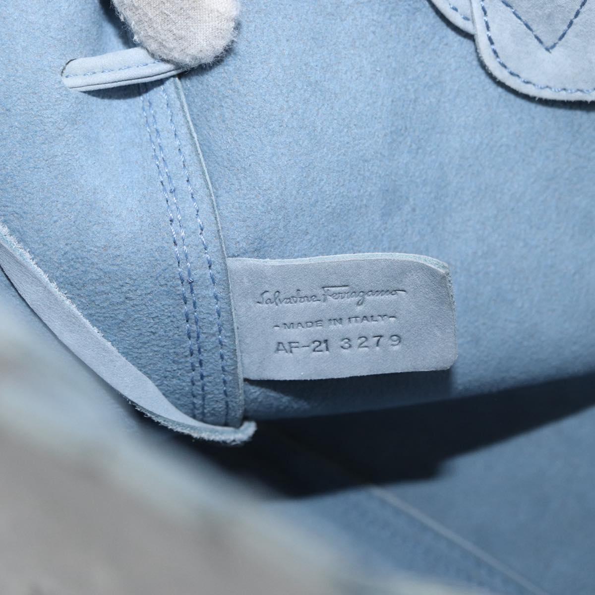 Salvatore Ferragamo Tote Bag Suede Blue Silver Auth 162145