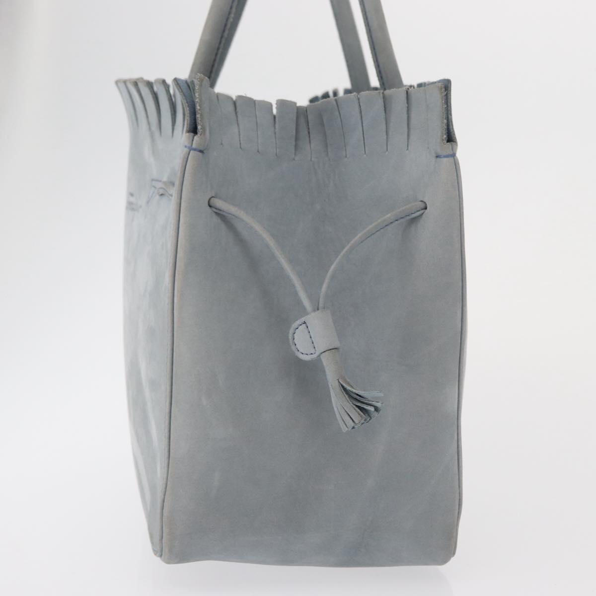 Salvatore Ferragamo Tote Bag Suede Blue Silver Auth 162145