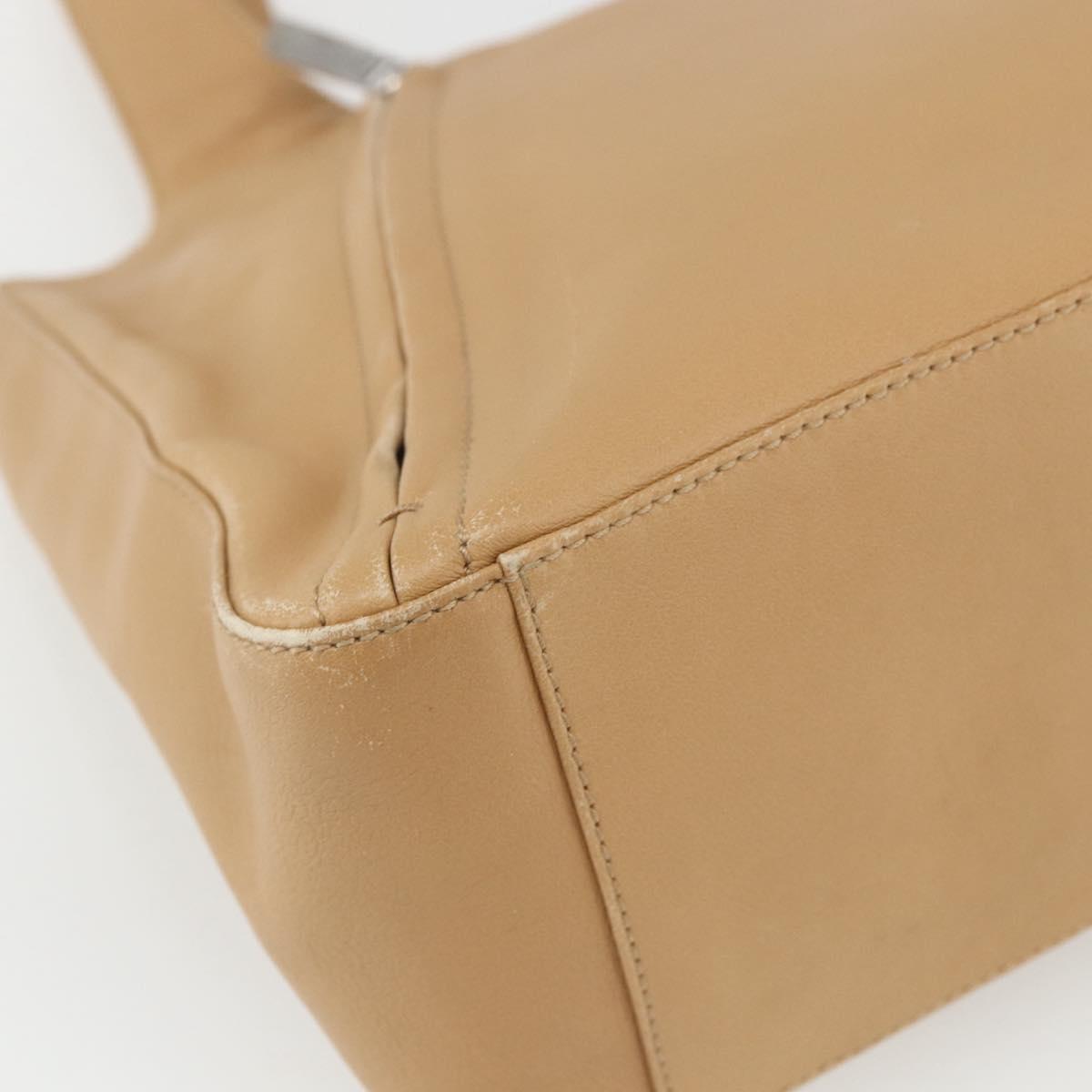 Salvatore Ferragamo Tote Bag Leather Beige Silver Auth 162146