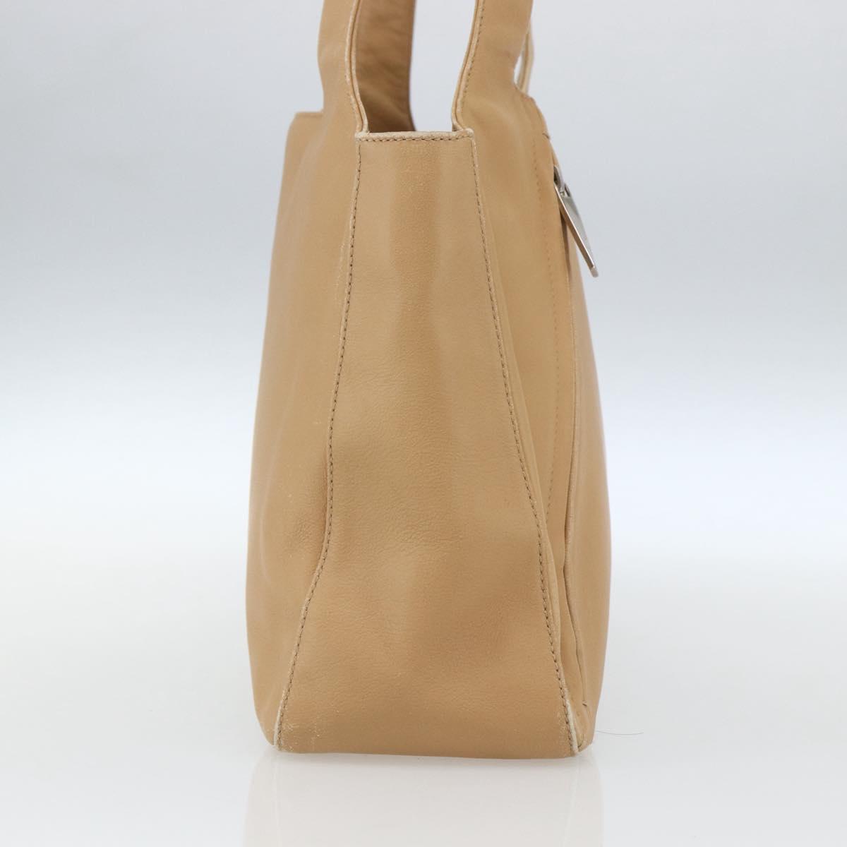 Salvatore Ferragamo Tote Bag Leather Beige Silver Auth 162146