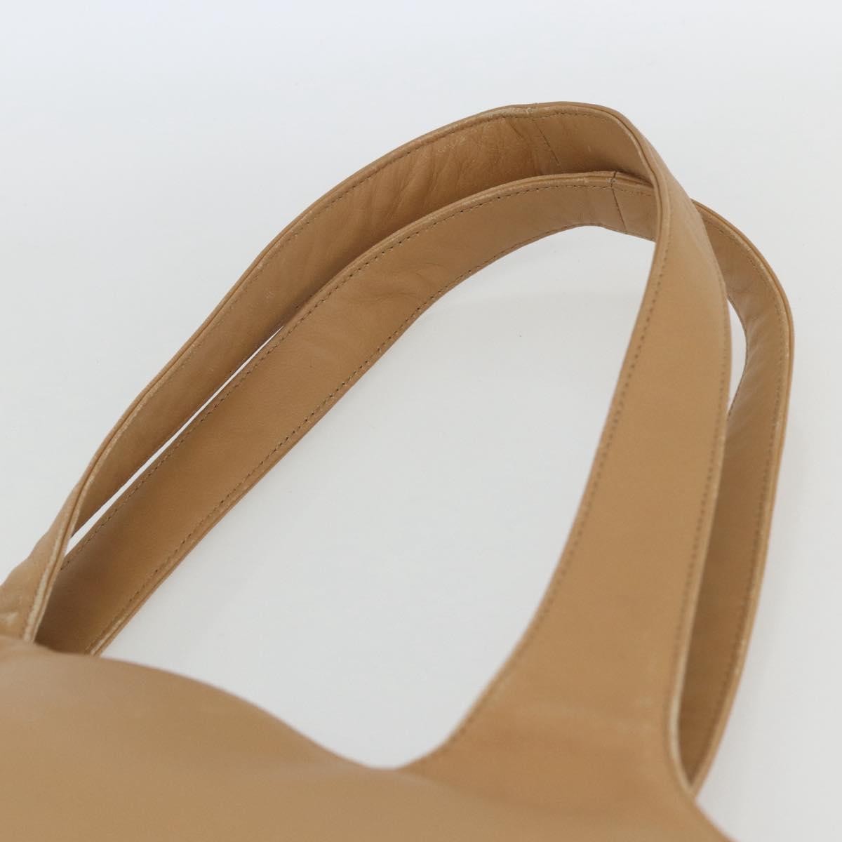 Salvatore Ferragamo Tote Bag Leather Beige Silver Auth 162146