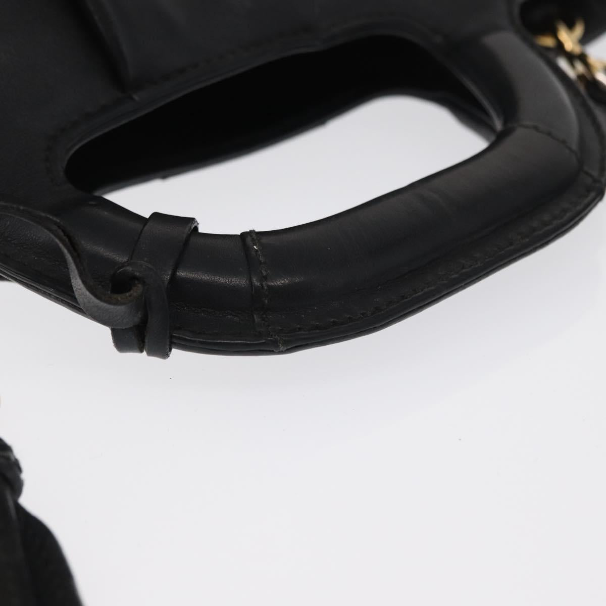 Salvatore Ferragamo Gancini Tote Bag Leather 2way Black Gold Auth 162147