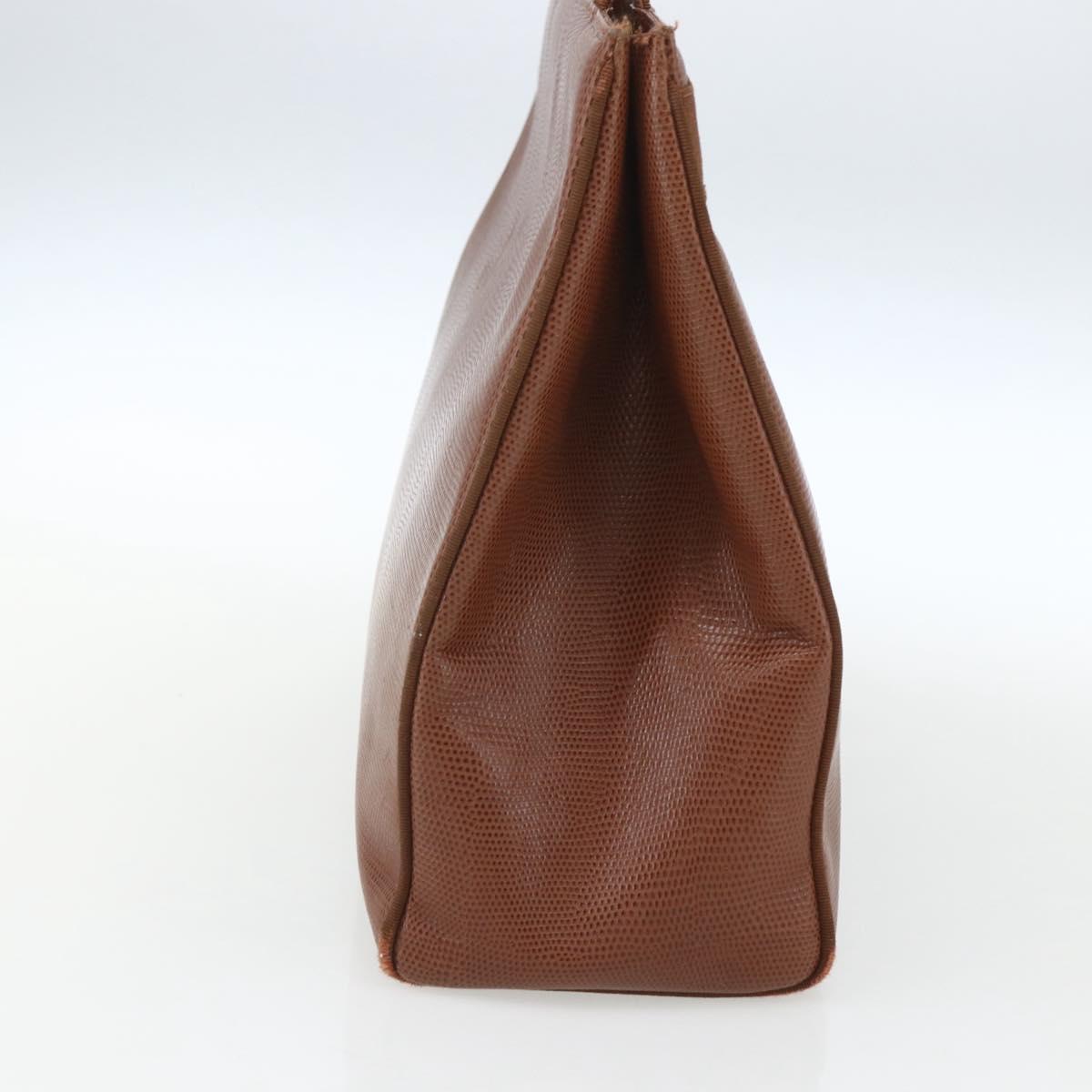 Salvatore Ferragamo Vala Tote Bag Leather Brown Gold Auth 162150