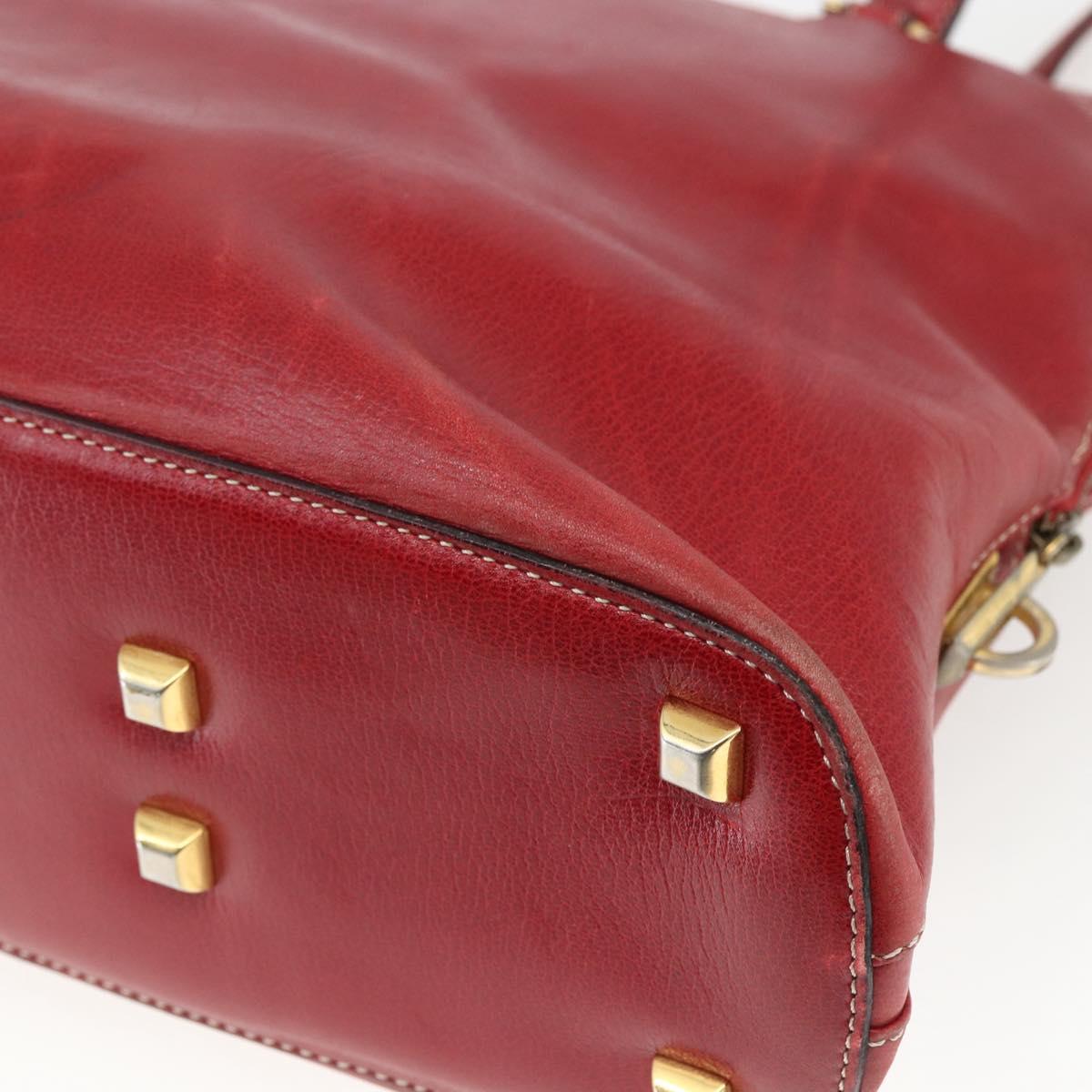 Salvatore Ferragamo Shoulder Bag Leather Red Gold Auth 162152