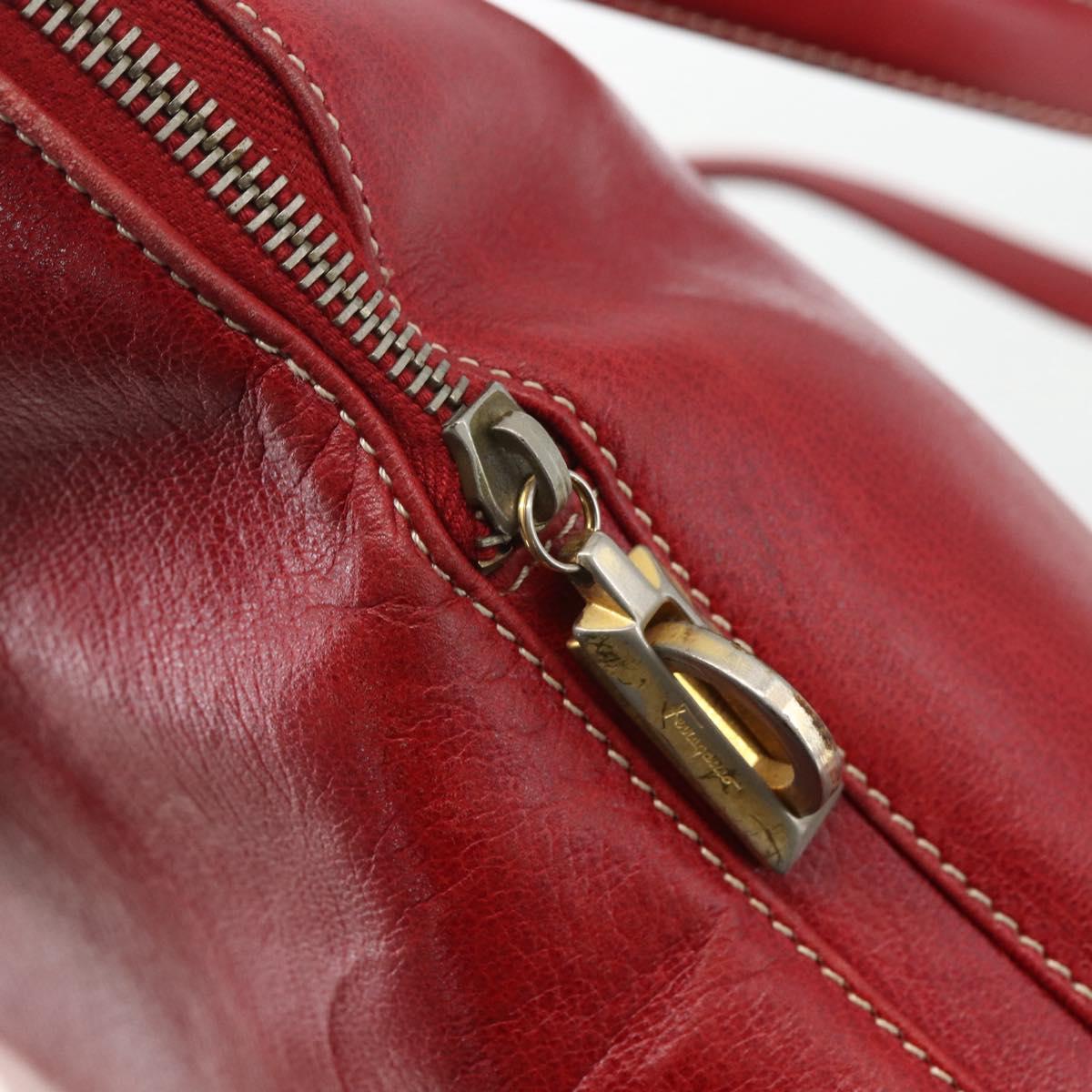 Salvatore Ferragamo Shoulder Bag Leather Red Gold Auth 162152