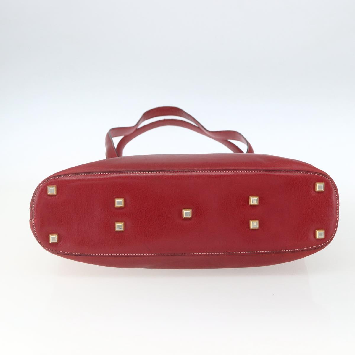 Salvatore Ferragamo Shoulder Bag Leather Red Gold Auth 162152