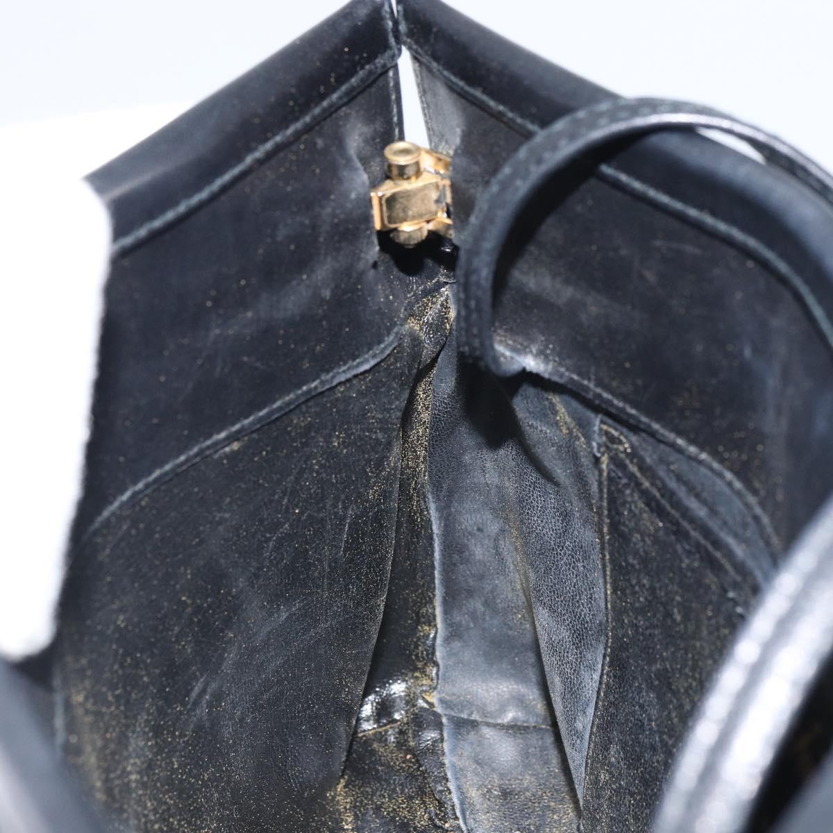 Salvatore Ferragamo Vala Shoulder Bag Leather Black Gold Auth 162154