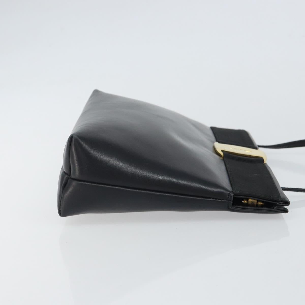 Salvatore Ferragamo Vala Shoulder Bag Leather Black Gold Auth 162154