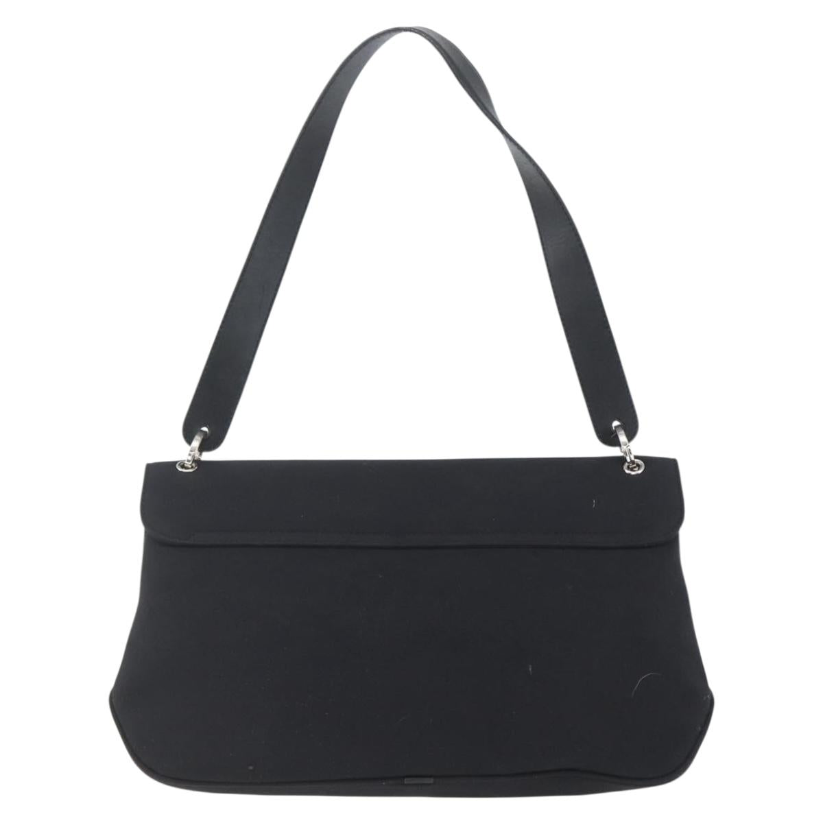 Salvatore Ferragamo Vala Shoulder Bag Nylon Black Silver Auth 162155