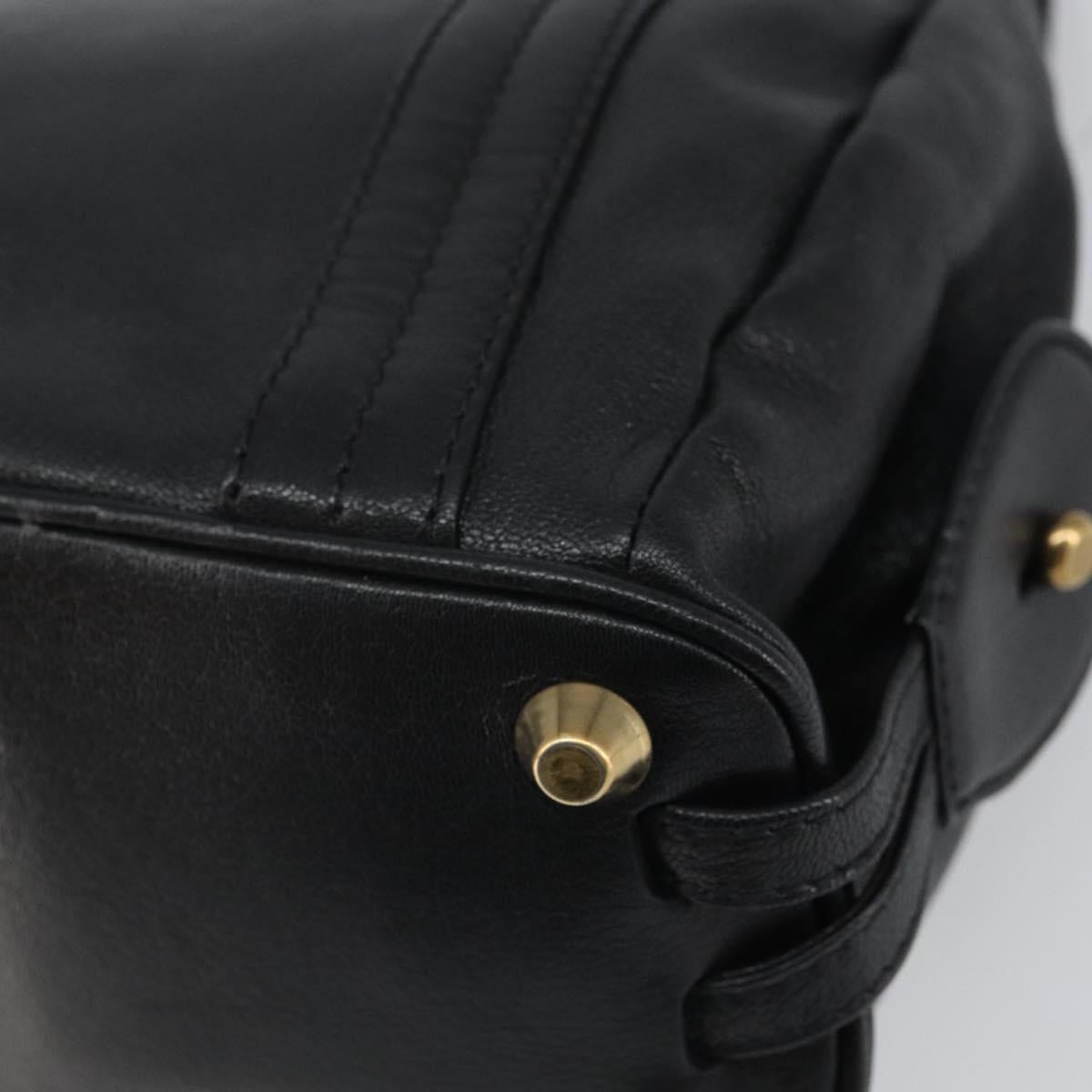 Chloe Irene Hand Bag Leather Black Gold Auth 162156