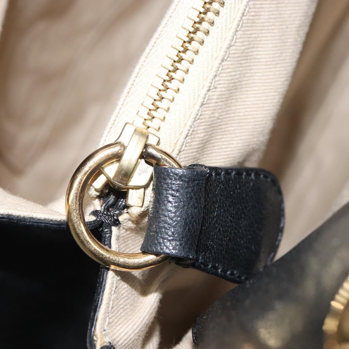 Chloe Irene Hand Bag Leather Black Gold Auth 162156