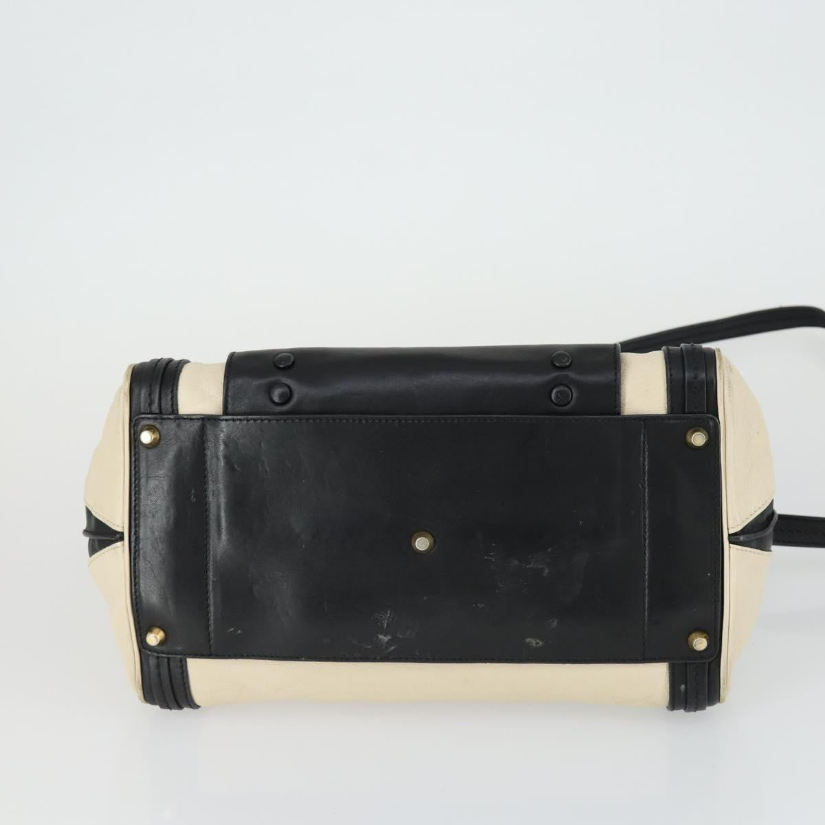 Chloe Alice Hand Bag Leather 2way White Gold Auth 162157A