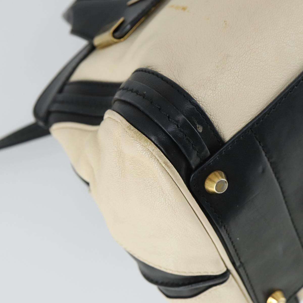Chloe Alice Hand Bag Leather 2way White Gold Auth 162157A