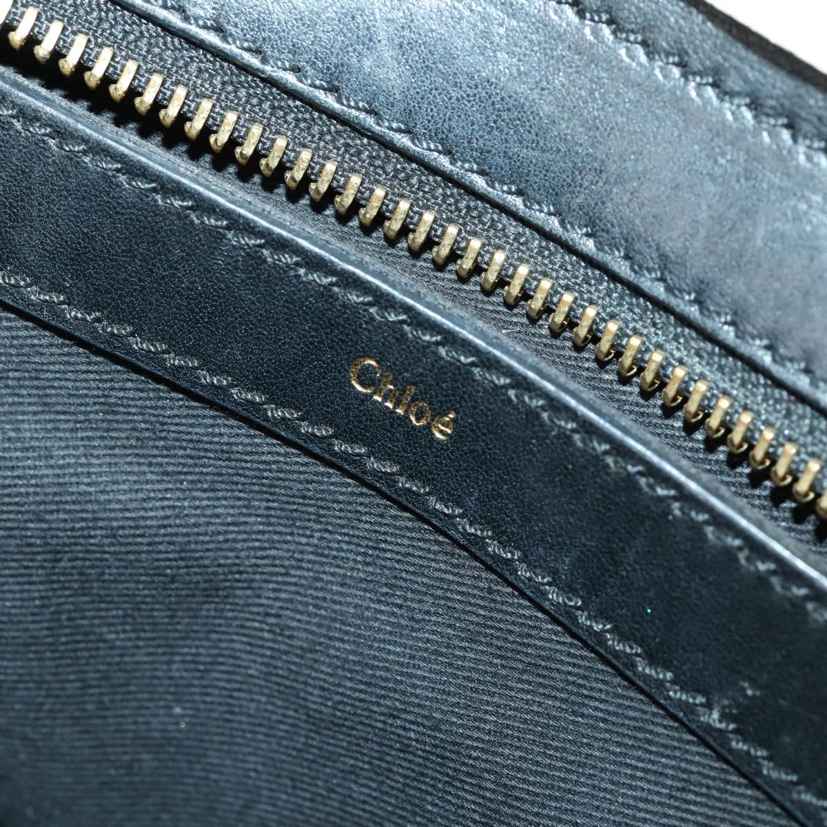 Chloe Alice Hand Bag Leather 2way White Gold Auth 162157A