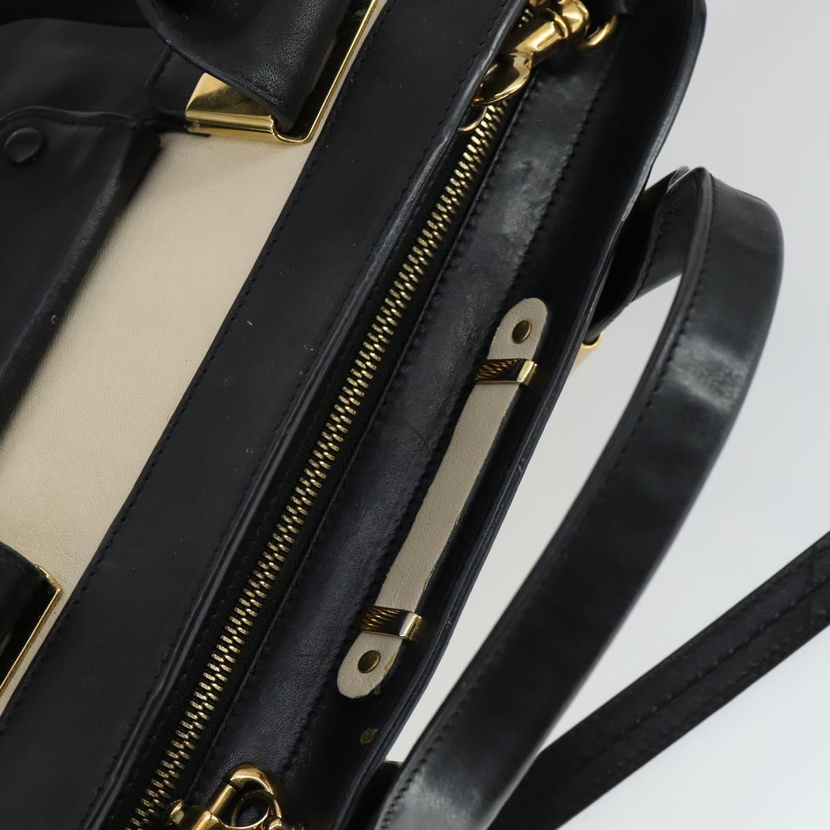 Chloe Alice Hand Bag Leather 2way White Gold Auth 162157A