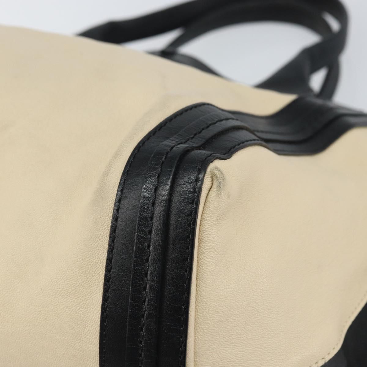 Chloe Alison Hand Bag Leather Ivory Black gold Auth 162158