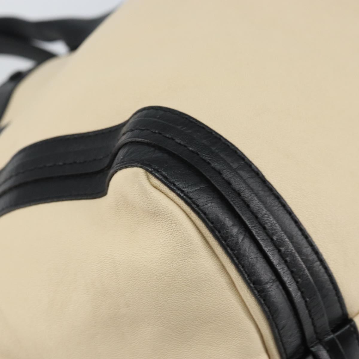 Chloe Alison Hand Bag Leather Ivory Black gold Auth 162158