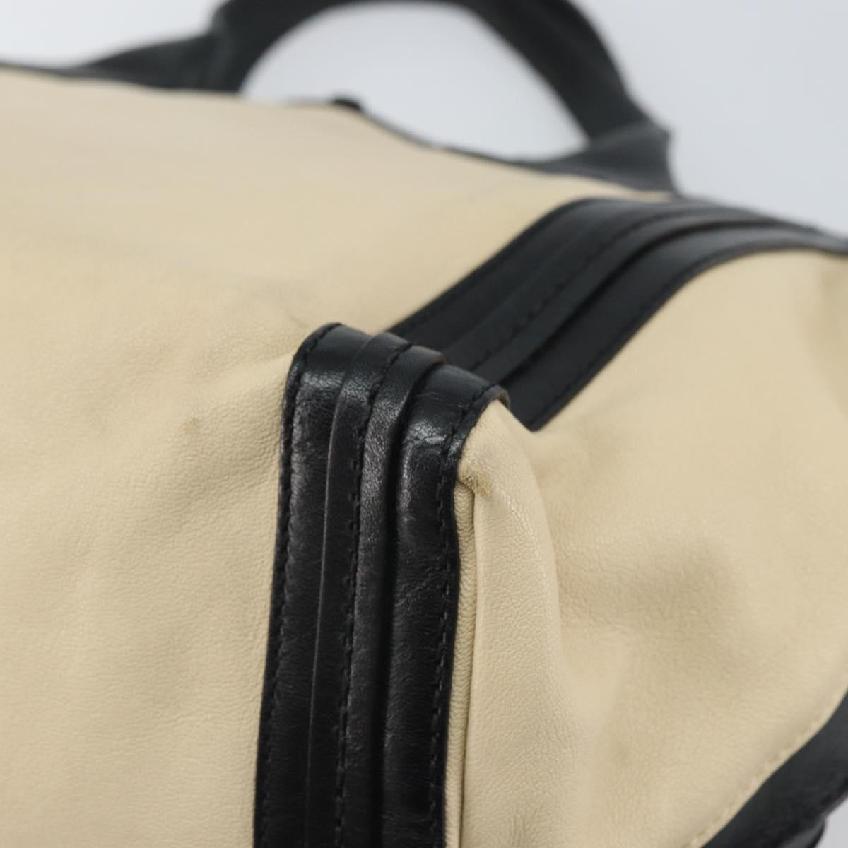 Chloe Alison Hand Bag Leather Ivory Black gold Auth 162158