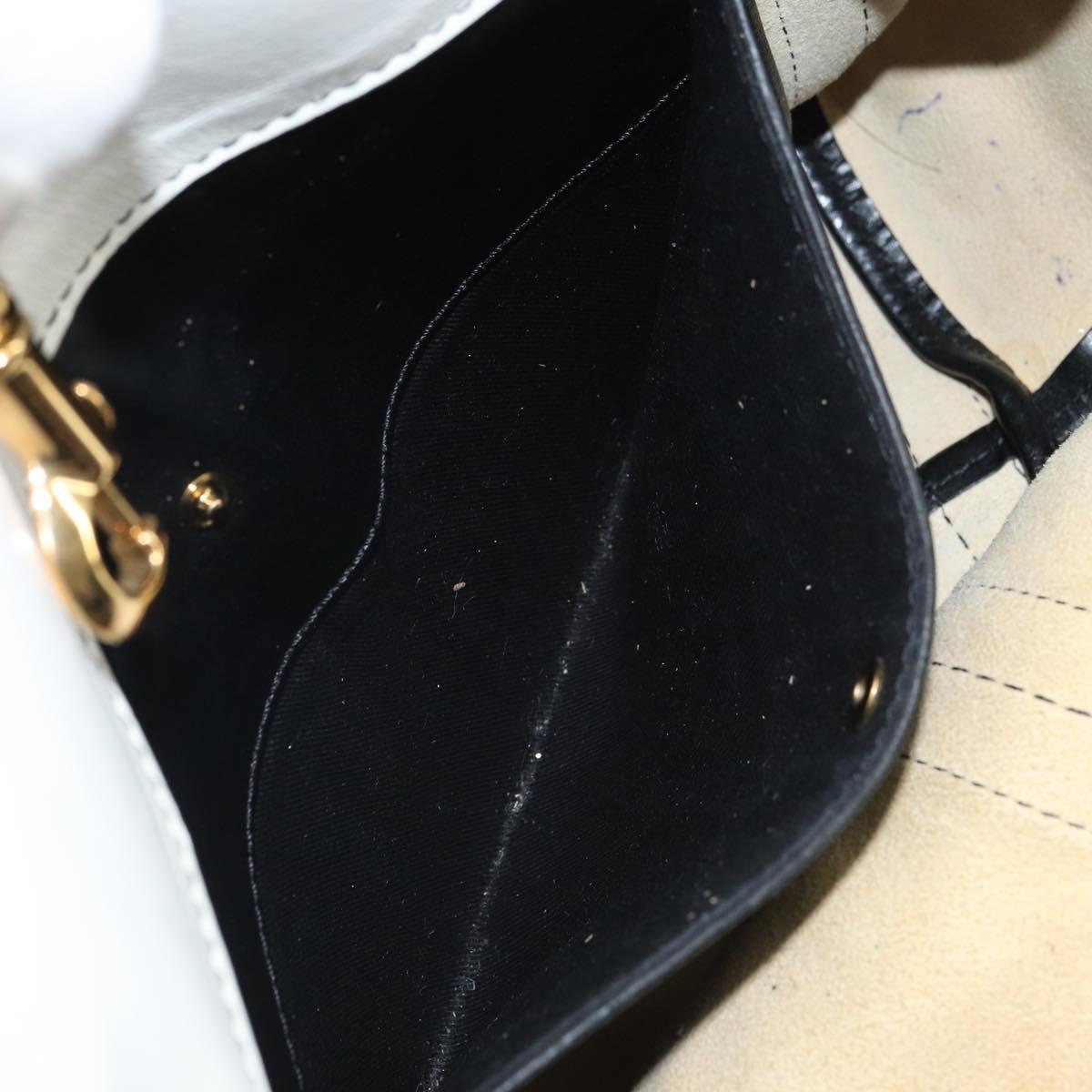 Chloe Alison Hand Bag Leather Ivory Black gold Auth 162158