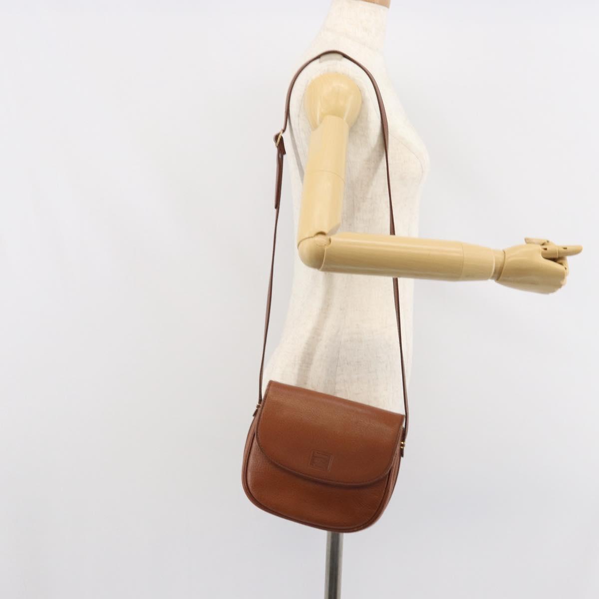 Burberrys Shoulder Bag Leather Brown Gold Auth 162159