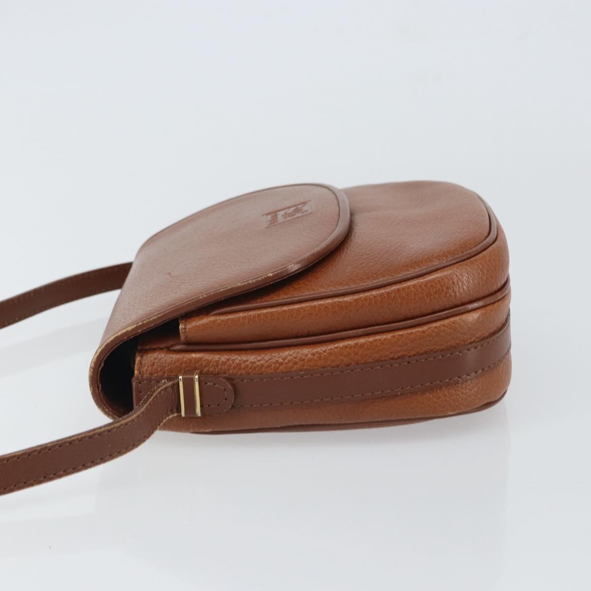 Burberrys Shoulder Bag Leather Brown Gold Auth 162159