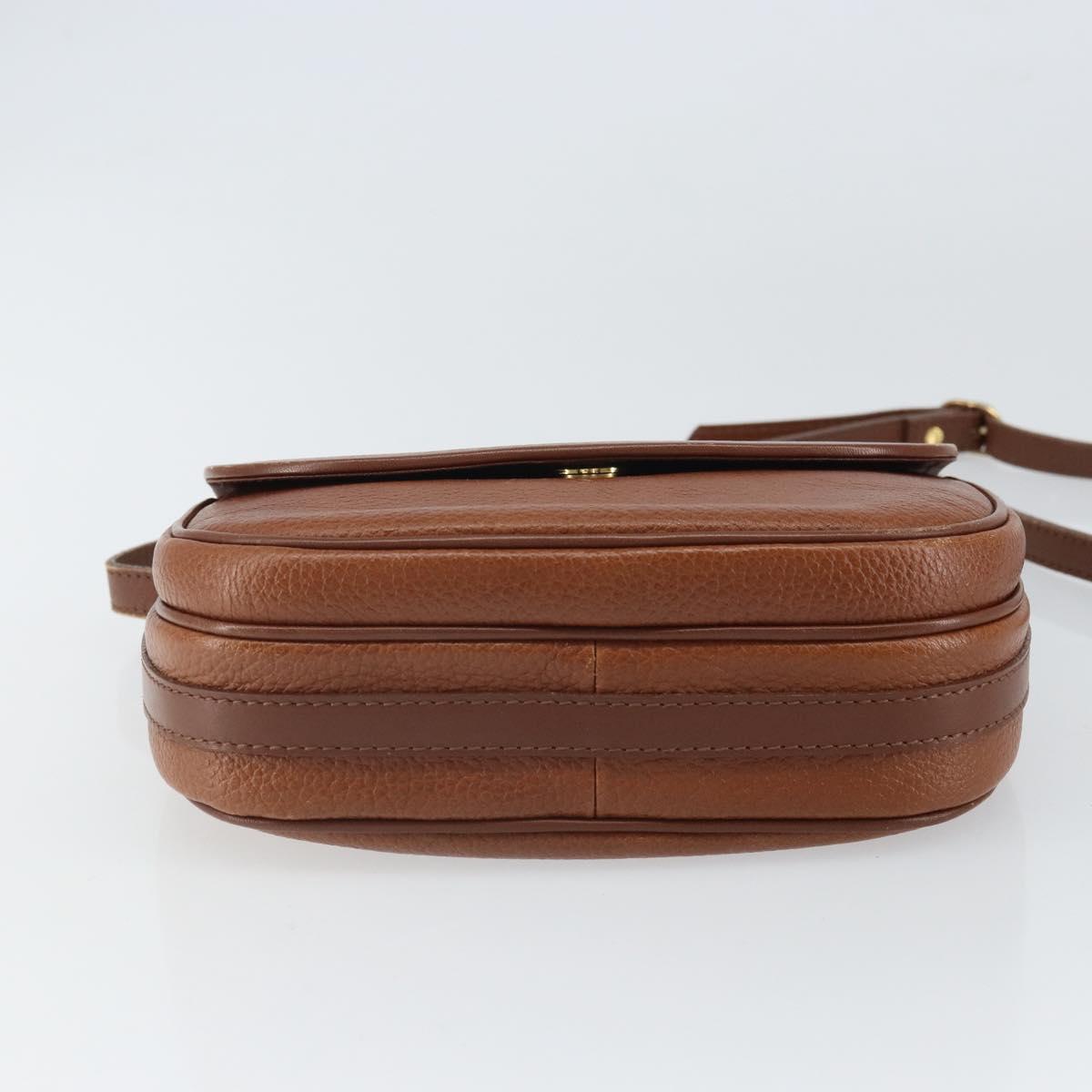 Burberrys Shoulder Bag Leather Brown Gold Auth 162159