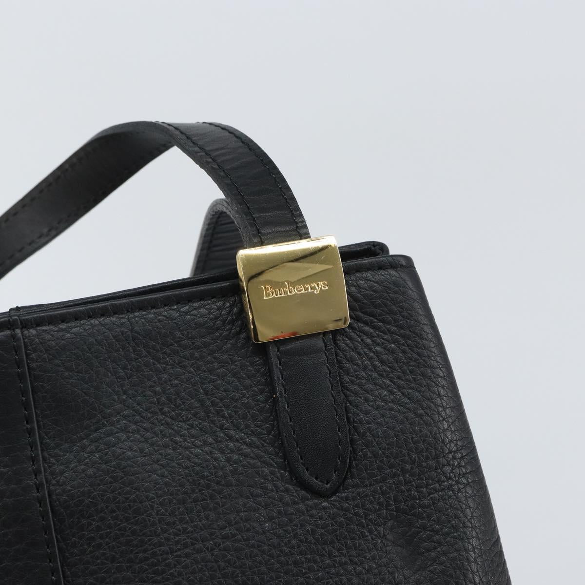 Burberrys Shoulder Bag Leather Black Gold Auth 162160