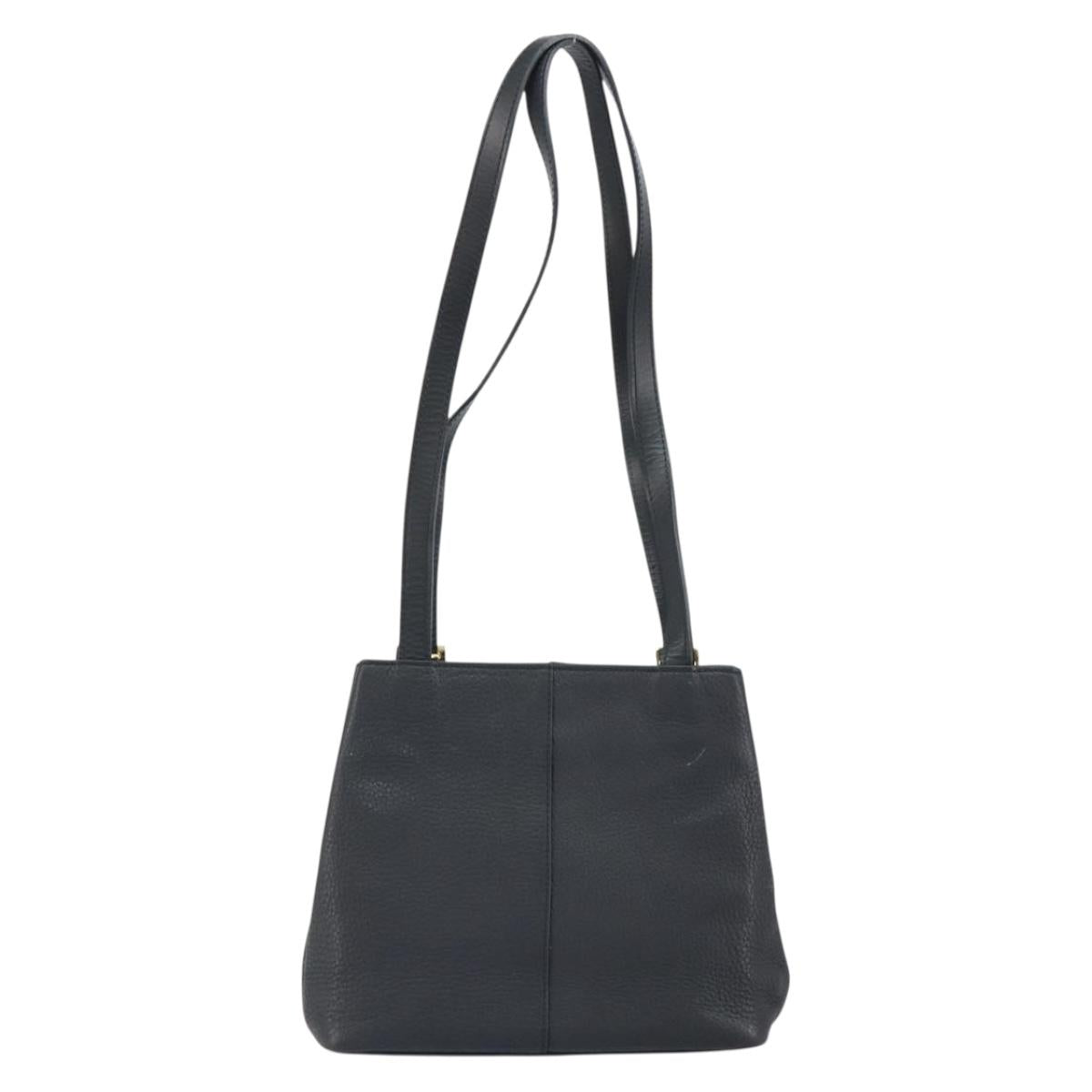 Burberrys Shoulder Bag Leather Black Gold Auth 162160