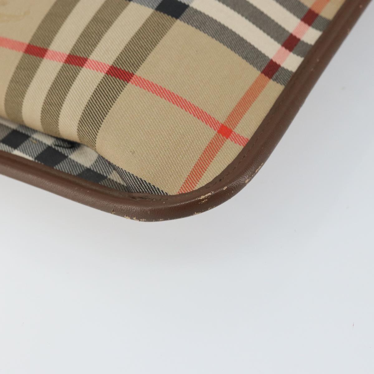 Burberrys Nova Check Clutch Bag Canvas Beige Gold Auth 162161